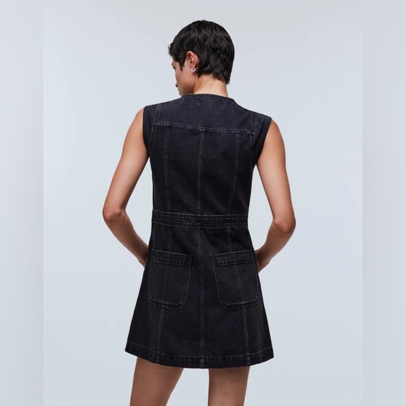 NWT Madewell Denim Cap-Sleeve Mini Dress in Tarrybrook Wash - Size 2 - Black - Picture 4 of 15